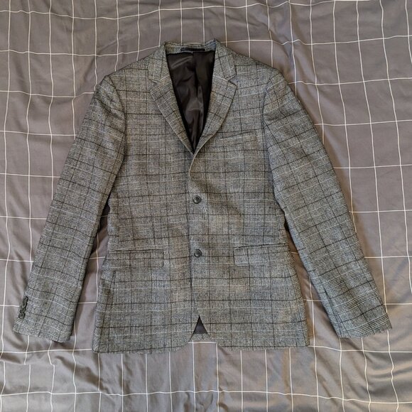 Topman Grey Check Suit Jacket - Matching Bundle Offer $10 Off - Picture 1 of 2